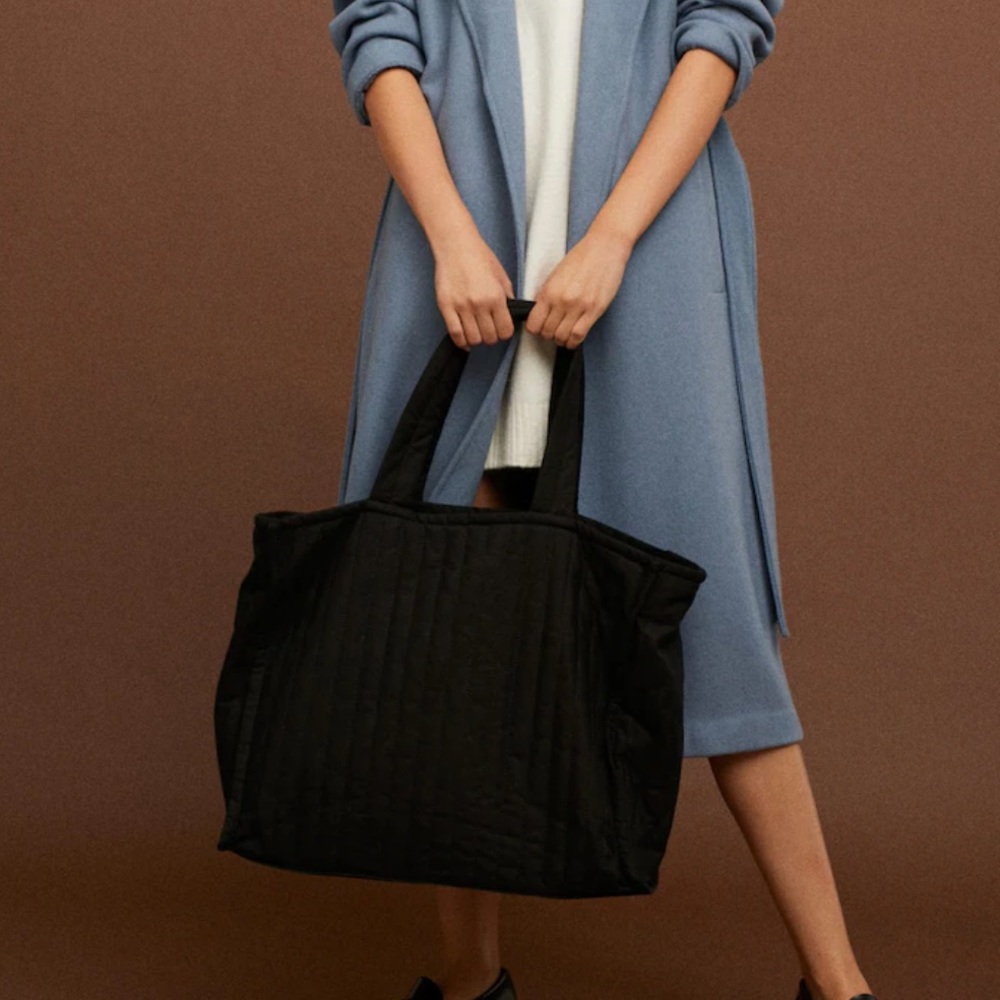 Mango Quilted Shopper Tote Bag
